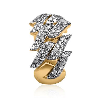 14k Yellow Gold Diamond Spike Cuban Ring 1.4 Cwt.